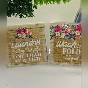 Floral Laundry and Wash Signs